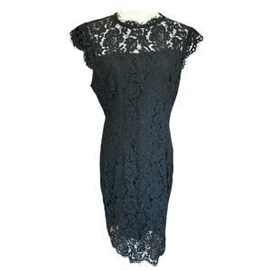 Merokeety Lace Dress Womens Large Black Midi Glam Wedding Guest Party Elegant